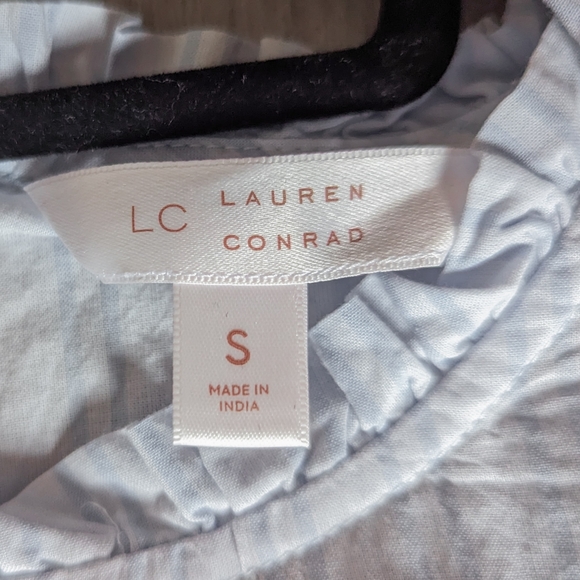 LC Lauren Conrad Light Blue Striped Blouse Size Small EUC - Picture 2 of 4